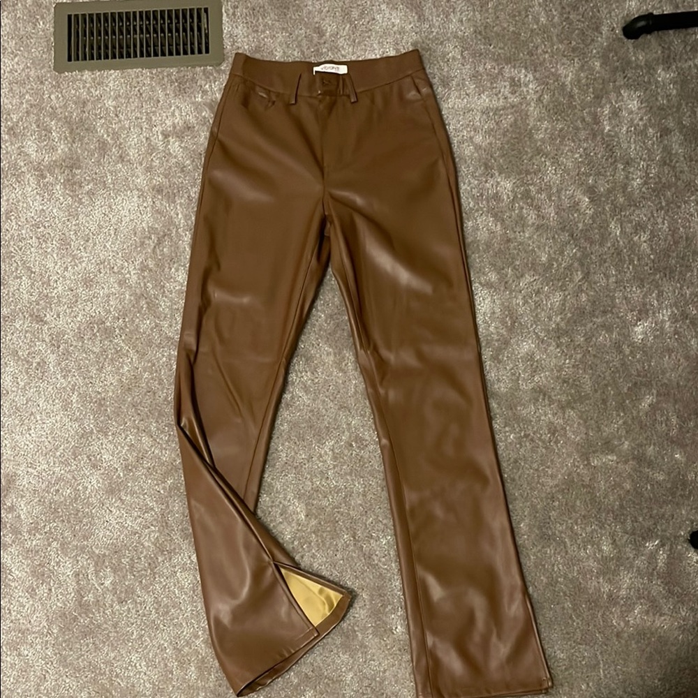 Brown Faux Leather Pants
